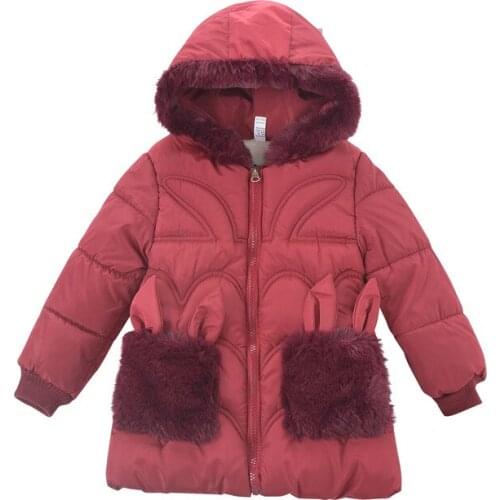 2021 Warm Fur Collar Baby Girl Coat Parkas Female Coat Winter Children Coat Hooded Jacket For Girls Children Outwear 1-4 Years
