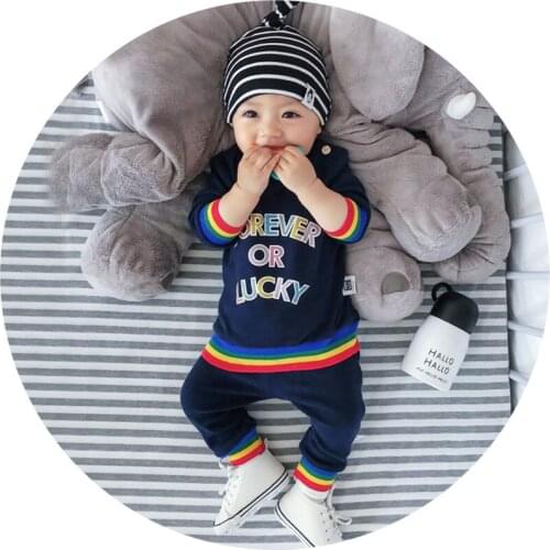 Rainbow Children Winter Set Cartoon Baby Boys Clothes Comfort Childrens Clothing Sets T-shirt + Pants 2PC 1-3Yrs Girls Clothes