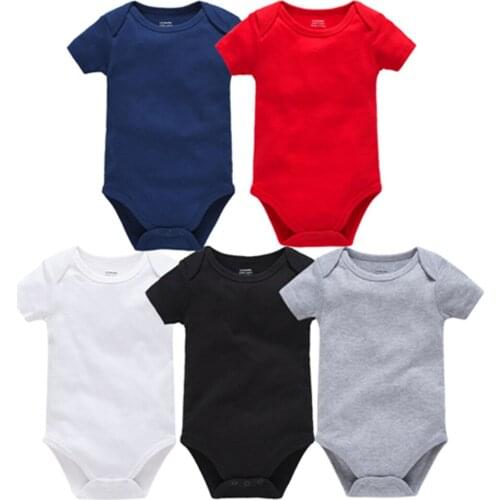 Kavkas Blank Baby Boy Clothes Short Sleeve Summer Newborn Bodysuit 100% Cotton 0-2 Year White Infant Clothing