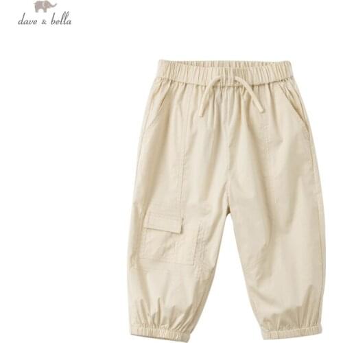 DKY17851-2 dave bella summer 5Y-13Y kids boys fashion casual striped pockets pants children boutique casual full-length pants
