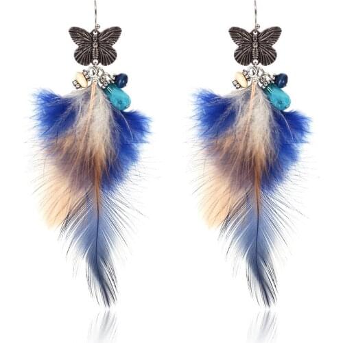 Long Drop Earring Fashion Feather Style Ethnic Boho Big Dangle Statement Earring Wedding Earrings Accessories