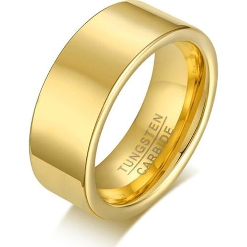 European and American Fashion simple Personality Gold Simple Mens Bare Tungsten Steel Ring DIY Lettering Jewelry