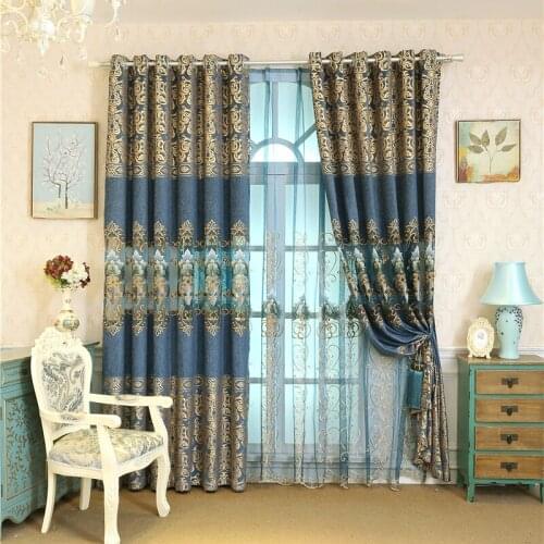 European elegant embroidered high quality chenille window curtains for bedroom hotel classic living room decorative curtains