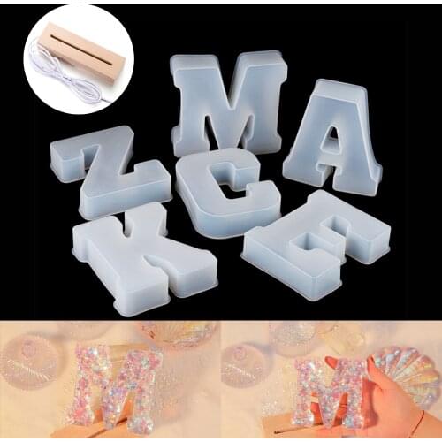 6.29 Inches 3D Large Alphabet Letter Epoxy Resin Mold Silicone Mould With Illuminated Base For DIY Party Wedding Home Decoration