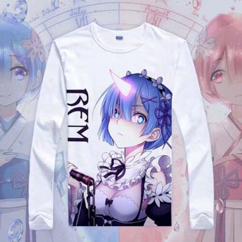 Re:Zero kara Hajimeru Isekai Seikatsu T-shirt Anime Emilia Rem Cosplay T Shirt Cartoon Student Tops Tees