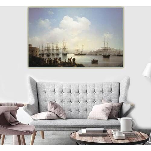 Ivan Aivazovsky《Russian squadron on the raid of Sevastopol, 1846》Canvas Oil Painting Picture Wall Hanging Decor Home Decoration