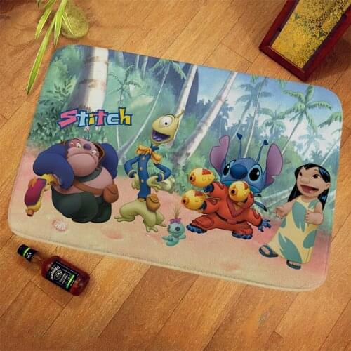 Disney Doormat Lilo and Stitch Kids Playmat Anti Slip Carpet Living Room/Hallway Bath Mat for Kids Rug Baby Activity Gym