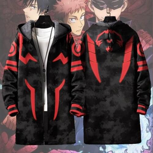 Anime Jujutsu Kaisen Yuji Itadori Fushiguro Megumi Casual Hooded Wind Coat Women Men Jacket Fashion Autumn Winter Tops Outwear