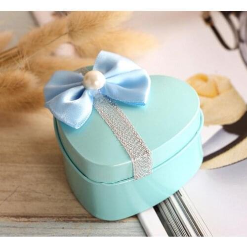 Heart Shape Metal Tin Candy Box Personalized Wedding Birthday Christmas Favor Bowknot Sweets Jewelry Boxes gift Wrap party decor
