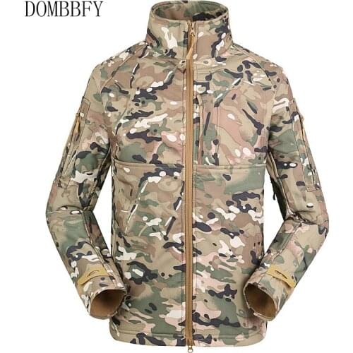 Mens Army Camouflage Military Fleece Waterproof Tactical Jacket Hunt Sharkskin Softshell Standcollar US Army Breathable Coat