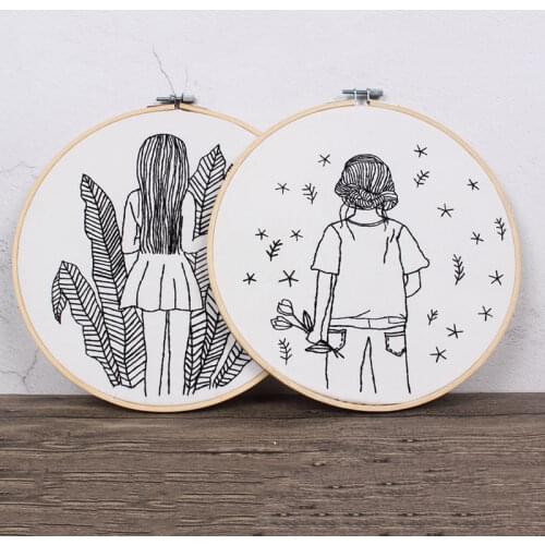 Sketch Simple Embroidery Kit Handmade DIY Fabric Novice European Embroidery Kit Home Decoration