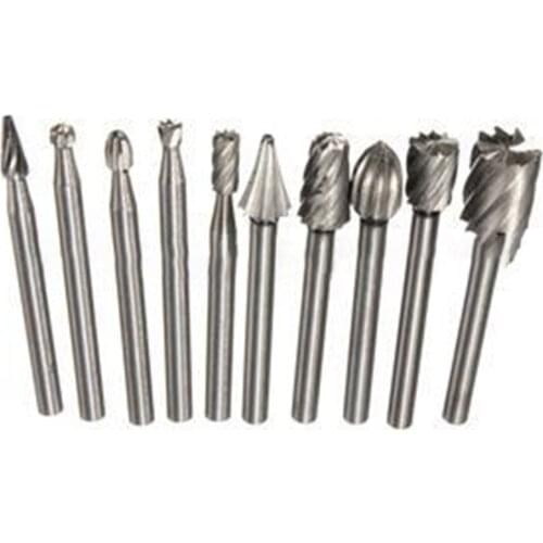 10 Piece Set Of High Speed Steel Electric Grinder Grinding Head Woodworking Rotary Tungsten Carbide File Milling Cutter Carving