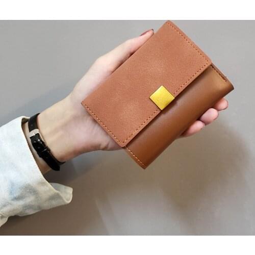 2021 New Ins Hot Small Wallet Womens Short Frosted Splicing Versatile Purse Folding Mini Retro Pocket Card Change Holder Gift