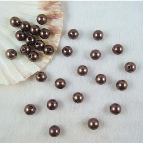 Wholesale 6mm 8mm 10mm 12mm Coffee Pearl Imitation Round Beads Faux Acrylic Pearls DIY Jewelry PB-14