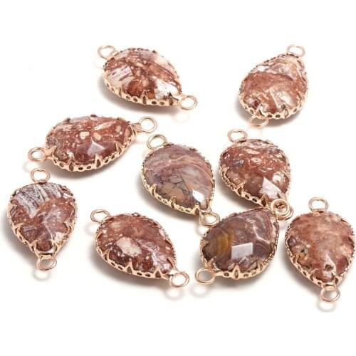 1pcs Natural Stone Charms Pendants Connectors Medical Stone Drop-shaped Faceted DIY for Jewelry Making Necklace Bracelets