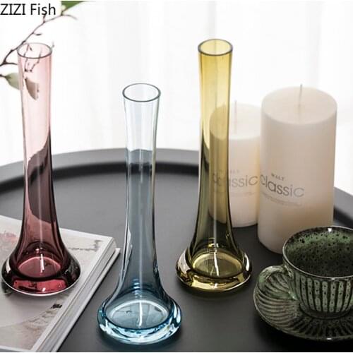Transparent Glass Vase Creative Oblique Hydroponics Vases for Flowers Artificial Flower Floral Ornaments Desk Home Decor Modern