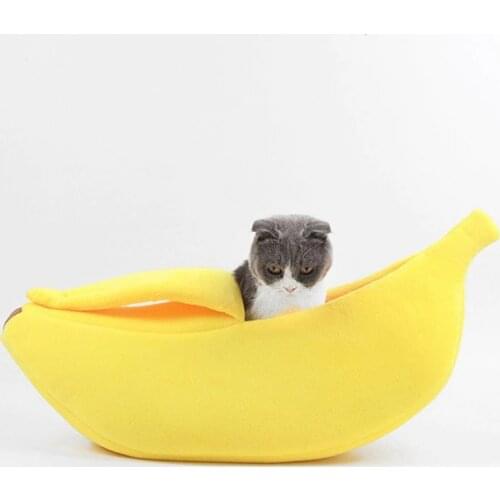 Dropshipping Funny Banana Cat Bed House Cute Cozy Cat Mat Beds Warm Durable Portable Pet Basket Kennel Dog Cushion Cat Supplies