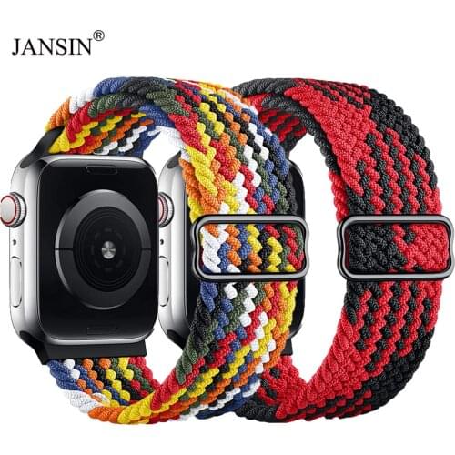 Adjustable Nylon Braided Solo Loop strap for apple watch band 38mm 40mm 42mm 44mm Elastic Belt Bracelet iWatch 6 5 4 3 Wristband