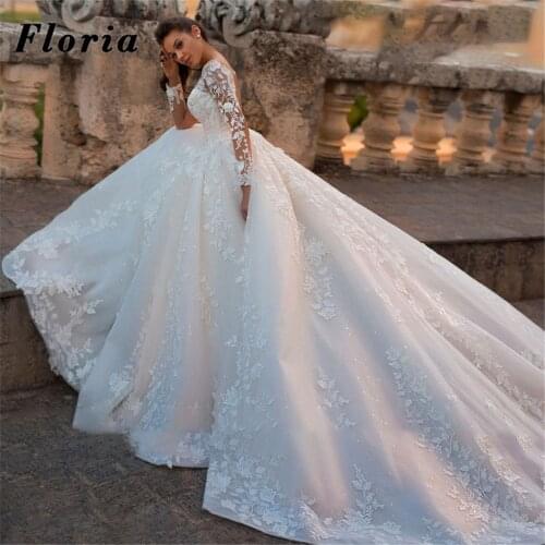 Sexy Ball Gown Appliques Wedding Dresses 2021 Turkish Women Long Lace Up Bridal Gowns Saudi Arabia Bride Dress Vestido De Noiva