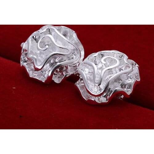Earrings jewelry silver plated fashion jewelry rose earrings silver plated earrings wholesale uuyi LE003