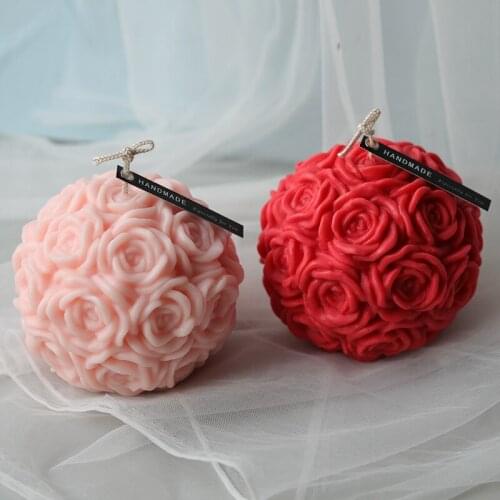 9cm Big size Rose Flower Ball Silicone Candle Mold DIY Rose Candle Mold Aroma plaster mould DIY Gifts Home Decoration