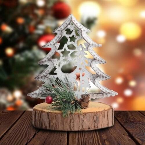 Elk Silhouette Hollow Christmas Tree Ornament Artificial Wood Desktop Decorations Statue Creative Home Furnishings Living Room