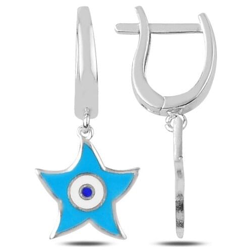 Silverlina Silver Cabochons Sea Star British Lock Earrings