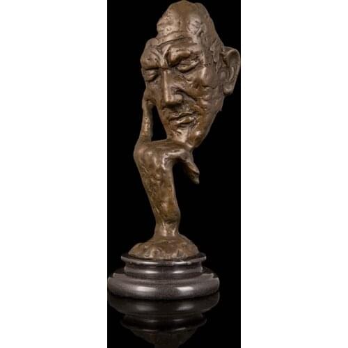 Crafts Sculpture Famous Rodin Bronze Art Decor Bronze Thinking Man Bust Statue for Collectible