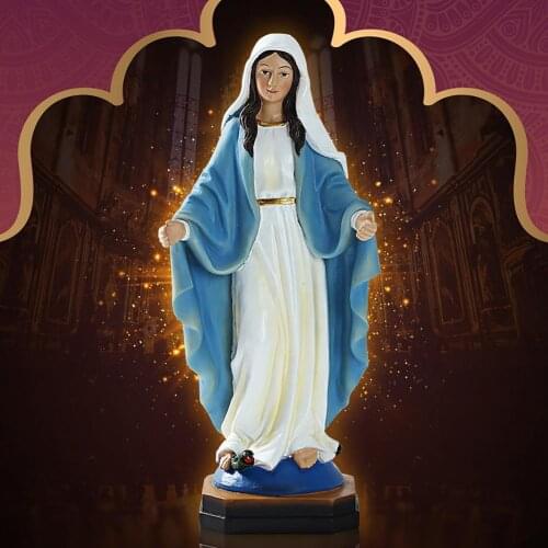 Virgin Mary Statue Resin Figurine Officetable Centerpiece Decoration Religious Church Household Art Crafts