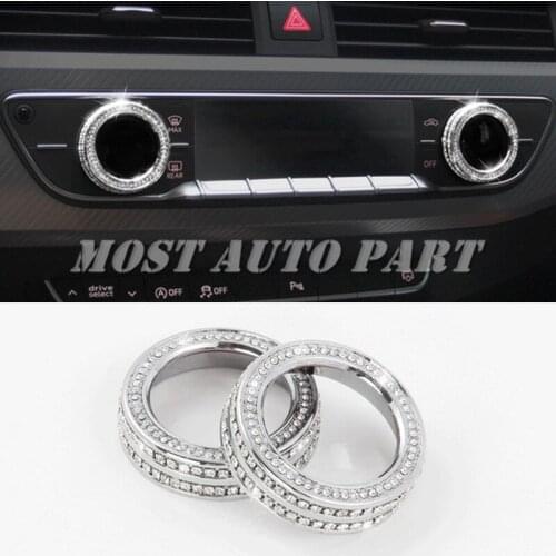 Rhinestone Style Console Air Condition Knob Cover Trim For Audi A4 S4 2016-2020 A5 S5 2017-2020 2pcs Car Decoration