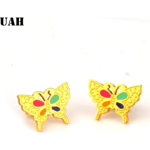 UAH 2018 New European and American fashion personality butterfly ear nail color drill party accessory Stainless Steel earrings