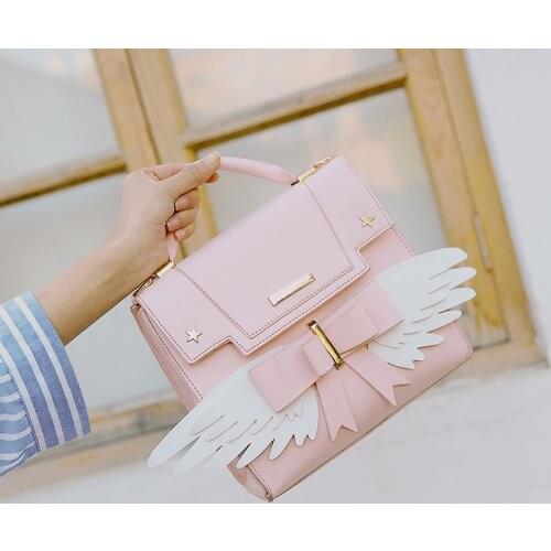 Japanese Cute Pink Soft for Girl Crossbody Bag Enchanted Girl Sakura Wing Handbag Versatile Womens Shoulder Bag