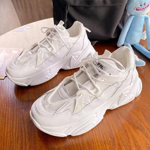 2021 Casual Chunky Sneakers Women High Heels Fashion Footwear Ladies Pink Black White Flats Shoes For Women Walking Shoes Cool