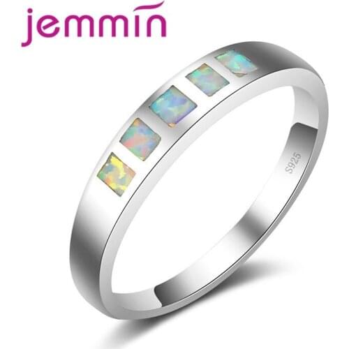 Top Quality Brand Simple White Fire Opal Rings For Women/Men Wedding Engagement 925 Sterling Silver Party Ring Jewellery