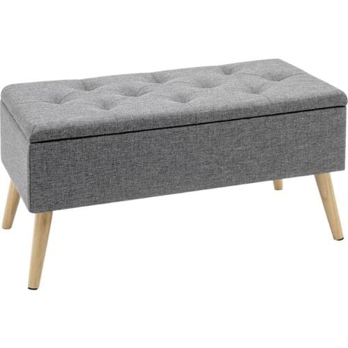 1PC Linen/Velvet Storage Ottoman Chair Stool Upholstered Footstool Bench Multifunction Pouffe Chair with Hinged Lid