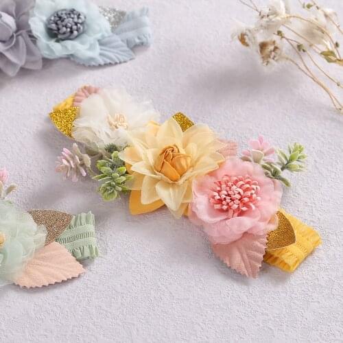 1Pcs Flower Baby Headband Girls Elastic Hairband for Princess Cute Floral Hair Bands Kids Headwear Baby Hair Accessories