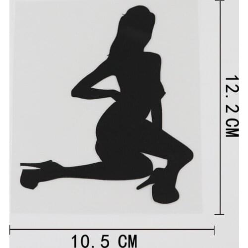 10.5CMX12.2CM Naked Hot Sexy Girl Striptease Vinyl Car Sticker Black/Silver 8A-0485
