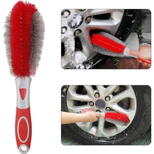 2021 Auto Car Wheel Hub Cleaning Brush Flexible Long Handle Premium Wool Car Rim Brushes Soft Fiber Car Tire Cleaning Brush