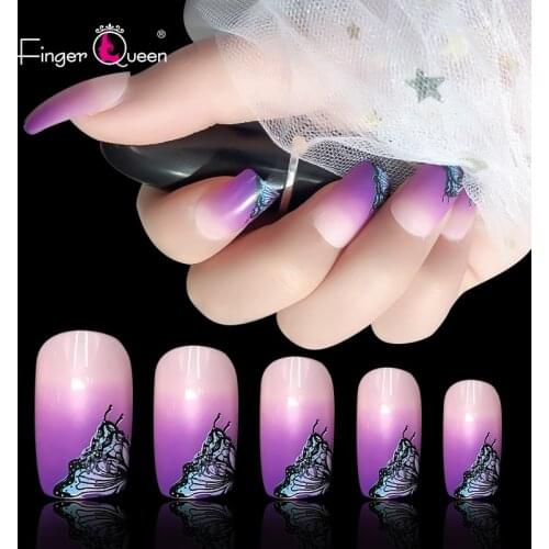 24pcs/box Fake Nail Art Full Coverage Color Nails Design Sexy Cute Fashion Acrylic False Nail Tips Fake Nails Art Drawing