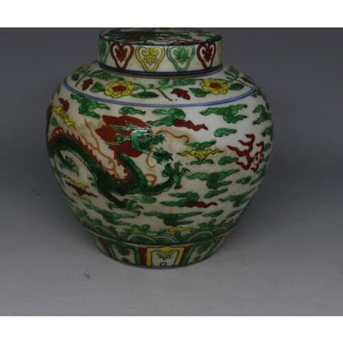 3 Antique MingDynasty porcelain pot,Multicolored cloud dragon jar /canister ,Hand-painted crafts,Decoration,Collection&Adornment