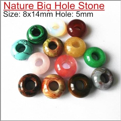 5 Pcs/Lot Nature Gem Stone Spacer Beads European Blue Malachite Opal Sodalite Carnelian Yellow Tiger Eye Onyx Accessories