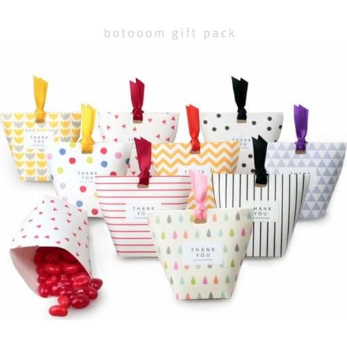 50pc Geometric Heart Tote Bag Gradient Color Paper Package Boxes Valentines Day Birthday Gift Packaging Party Supplies