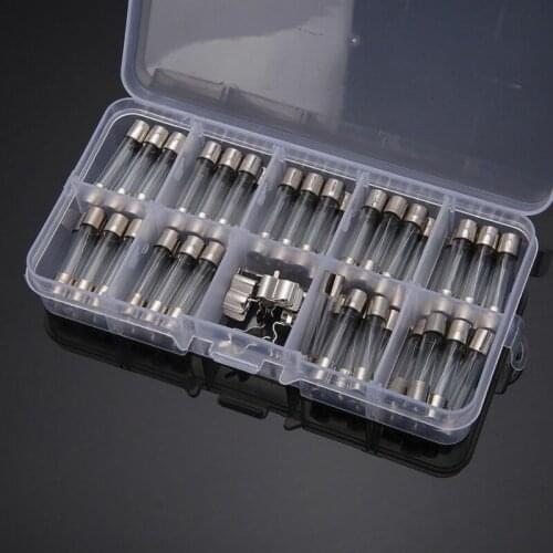 60pcs 6x30mm Fast-blow Glass Fuses Quick Blow Car Glass Tube Fuses Assorted and fuse seat home fuse with box