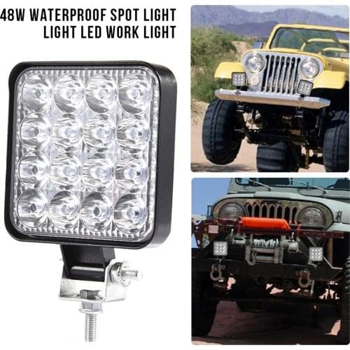 Car LED Flood Light 10V/ 30V 48W IP68 Waterproof 6000K Work Light For Truck Off-road Vehicle Jeep SUV Ships