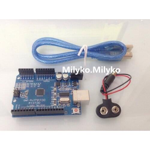 Free shipping! UNO R3 MEGA328P for Arduino Compatible with USB cable and 9V battery clip snap power cable