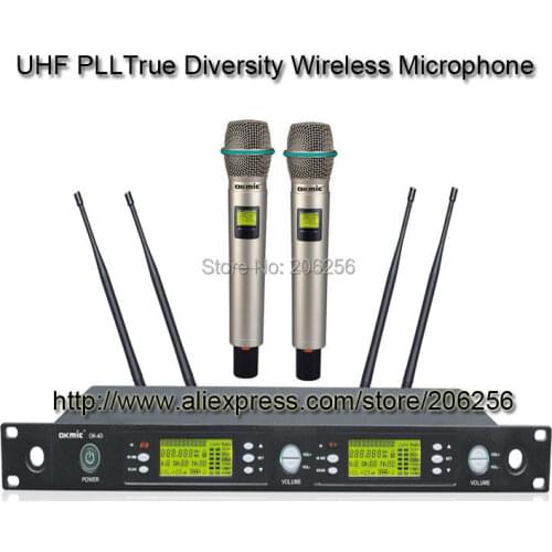 Free shipping OK-4D/2H dual professional UHF/PLL 32/96 true diversity wireless microphone system wireless handheld transmitter