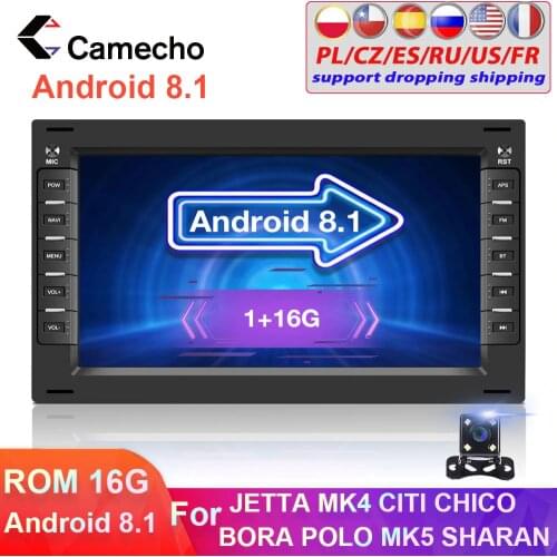 Camecho 2 Din Android 8.1 Car Radio Multimedia Player 2din GPS WiFi Car Auto Stero For BORA POLO MK5 SHARAN JETTA MK4 CITI CHICo