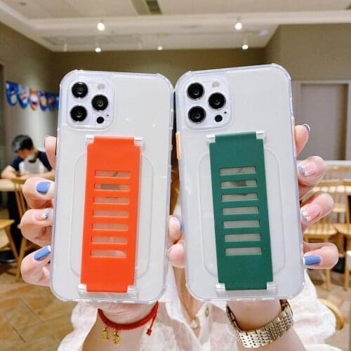 Wristband Clear Phone Case For iPhone 12 11 Pro Max XR XS Max 7 8 Plus X SE 2020 Soft TPU Shockproof Wrist Strap Back Cover Capa