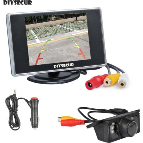DIYSECUR Wired 3.5 inch TFT LCD Car Monitor IR Night Vision Rear View Camera Kit Reversing Camera Parking Assistance System