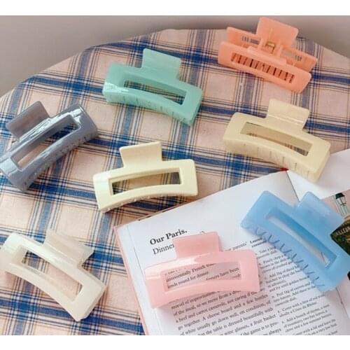 Elegant Women Large Hair Claws Crab Hair Clips Rectangle Acrylic Resin Acetate Leopard Print Geometric Hairpins Hair Accessories